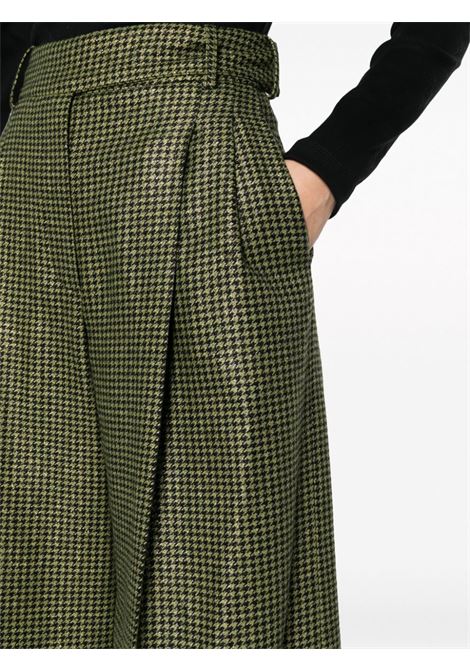 Green houndstooth-pattern palazzo trousers - women ALEXANDRE VAUTHIER | 233PA1951OLVGRN